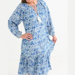 Pomegranate Inc Amaranth Blue Belted Tiered Prairie Dress Online