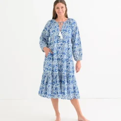 Pomegranate Inc Amaranth Blue Belted Tiered Prairie Dress Online