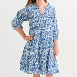 Pomegranate Inc Amaranth Blue Slit Neck Shift Dress Outlet