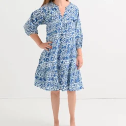 Pomegranate Inc Amaranth Blue Slit Neck Shift Dress Outlet