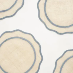 Pomegranate Inc Blue Scalloped Edge Natural Fiber Placemats | Set 4 Best