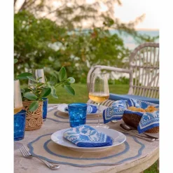 Pomegranate Inc Blue Scalloped Edge Natural Fiber Placemats | Set 4 Best