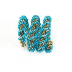 Pomegranate Inc Blue Wrapped Beaded Napkin Ring | Set of 4 Sale