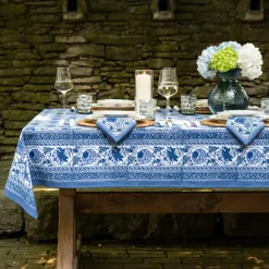 Pomegranate Inc Bohemian Floral Azure Blue & Aqua Tablecloth Clearance