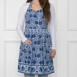 Pomegranate Inc Bohemian Floral Azure Blue & Aqua Apron Hot