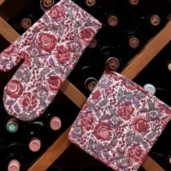 Pomegranate Inc Bohemian Floral Dusty Rose Oven Mitt Set Best