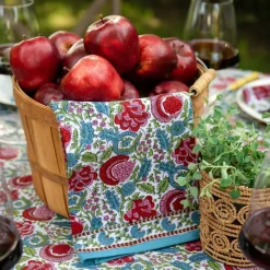 Pomegranate Inc Bohemian Floral Turquoise Tea Towels | Set of 2 Hot