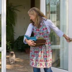 Pomegranate Inc Bohemian Floral Turquoise & Cranberry Apron New