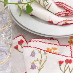 Pomegranate Inc Botanical Garden Linen Cocktail Napkin | Set of 4