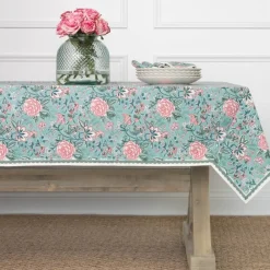 Pomegranate Inc Butterfly Garden Aqua & Rose Tablecloth Online
