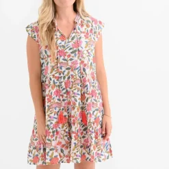 Pomegranate Inc Cabana Garden Cap Sleeve Flounce Dress Clearance