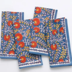 Pomegranate Inc Cactus Flower Blue & Poppy Napkin | Set of 4 Best