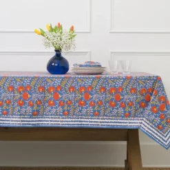 Pomegranate Inc Cactus Flower Blue & Poppy Tablecloth Sale