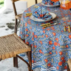 Pomegranate Inc Cactus Flower Blue & Poppy Tablecloth Sale