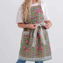 Pomegranate Inc Cactus Flower Jade Apron New