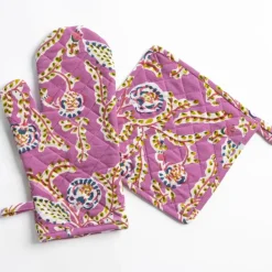 Pomegranate Inc Climbing Dahlia Lilac Oven Mitt Set Online