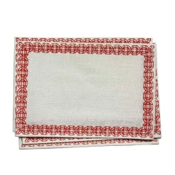 Pomegranate Inc Coral Bamboo Jute Placemat | Set of 4 Hot