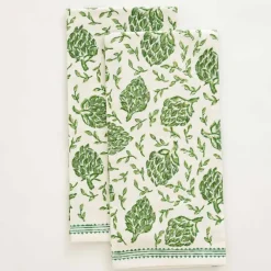 Pomegranate Inc Dancing Artichokes Green Tea Towel | Set of 2 Best