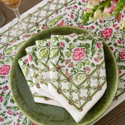 Pomegranate Inc Dove & Cypress Pink & Green Napkin | Set of 4 Online