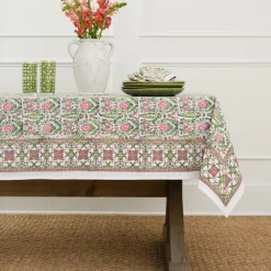 Pomegranate Inc Dove & Cypress Pink & Green Tablecloth