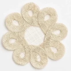 Pomegranate Inc Ecru Woven Doodles Coaster | Set of 4 New