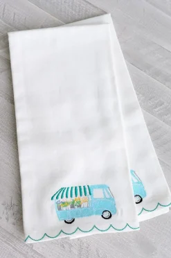 Pomegranate Inc Embroidered tea towels cute flower cart | Set 2 Outlet