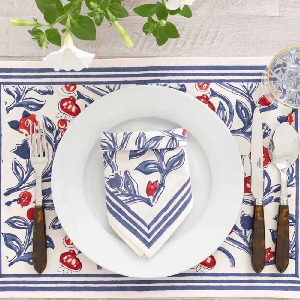 Pomegranate Inc Emma Red & Blue Napkin | Set of 4 Clearance