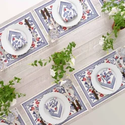 Pomegranate Inc Emma Red & Blue Placemat | Set of 4 New