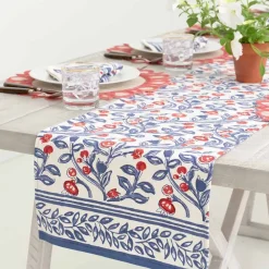 Pomegranate Inc Emma Red & Blue Table Runner Hot