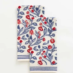 Pomegranate Inc Emma Red & Blue Tea Towels Hot