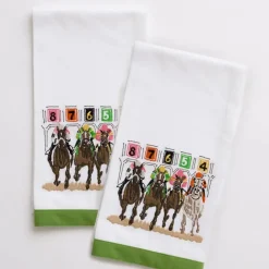 Pomegranate Inc Equestrian Tea Towels | Away They Go | Set of 2 New