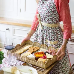 Pomegranate Inc Fleur de Lis Antique Jade Apron New