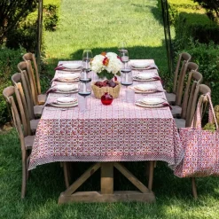 Pomegranate Inc Fleur de Lis Rose Tablecloth Hot