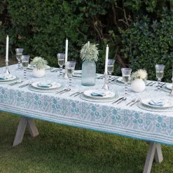 Pomegranate Inc Floral Trellis Aqua Tablecloth Best