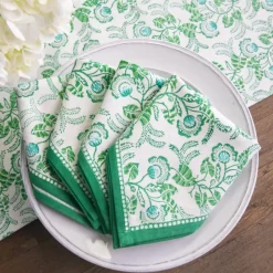 Pomegranate Inc Gardenia Vine Emerald Napkin | Set of 4 Discount