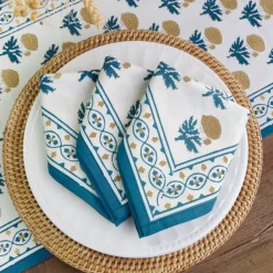 Pomegranate Inc Gaya Teal & Marigold Napkin | Set of 4 New