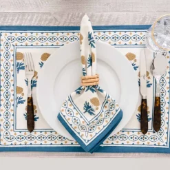 Pomegranate Inc Gaya Teal & Marigold Placemat | Set of 4 Hot