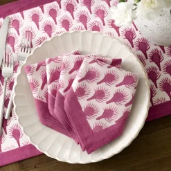Pomegranate Inc Geo Feather Fuchsia Napkin | Set of 4 Online