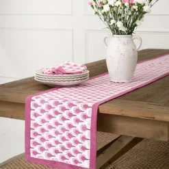 Pomegranate Inc Geo Feather Fuchsia Table Runner Best