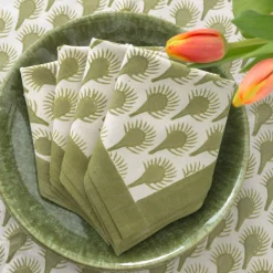 Pomegranate Inc Geo Feather Moss Napkin | Set of 4 Online