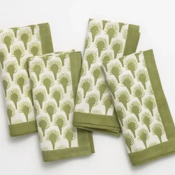 Pomegranate Inc Geo Feather Moss Napkin | Set of 4 Online