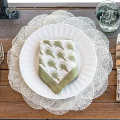 Pomegranate Inc Geo Feather Moss Napkin | Set of 4 Online
