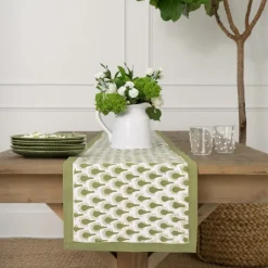 Pomegranate Inc Geo Feather Moss Table Runner Online