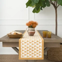 Pomegranate Inc Geo Feather Ochre Table Runner Best
