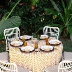 Pomegranate Inc Geo Feather Ochre Tablecloth Discount