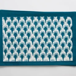 Pomegranate Inc Geo Feather Teal Placemats | Set of 4