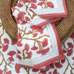Pomegranate Inc Ginkgo Coral Napkin | Set of 4 Hot