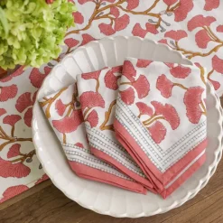 Pomegranate Inc Ginkgo Coral Napkin | Set of 4 Hot