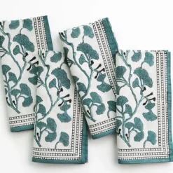 Pomegranate Inc Ginkgo Teal Napkins | Set of 4 Online