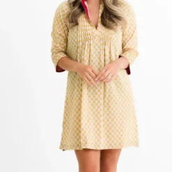 Pomegranate Inc Golden Buti Pintuck Shift Dress Clearance
